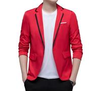 Uomo One Button Business Work Blazer Giacca Costume per Ballo di Business Matrimonio Giacche Blazer Fit Regolare, rosso, XXL