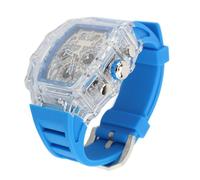Uomo Orologio Trasparente Alla Moda, a Prova d'acqua 50m Casual Cool Grande Quadrante Trasparente Orologio per Matrimoni (Banda blu)
