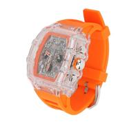 Uomo Orologio Trasparente Alla Moda, a Prova d'acqua 50m Casual Cool Grande Quadrante Trasparente Orologio per Matrimoni (Banda arancione)