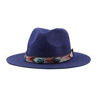 Uomo Outdoor Outdoor Protezione Solare Cappello di Paglia a Tesa Larga Cappelli da Uomo e da Donna, Blu Navy, Bambini 54CM