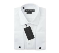 Uomo Oxford Camicia Casual Elegante Formale Doppio Bracciale Manica Lunga - Blu/