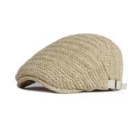 Uomo Paglia Cappello Estate Piatto Coppola Basco Solido Edera Cabbie Guida Nuovo