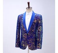 Uomo Paillettes a Fiori Giacca Blazer Giacca Abito da Sposa Sera Cena