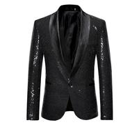 Uomo Paillettes Abito Giacca Elegante Matrimonio Performance Host Giacca Lucente