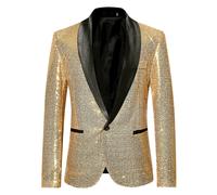 Uomo Paillettes Abito Giacca Elegante Matrimonio Performance Host Giacca Lucente