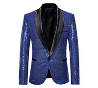 Uomo Paillettes Abito Giacca Elegante Matrimonio Performance Host Lucente Suit