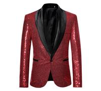 Uomo Paillettes Abito Giacca Elegante Matrimonio Performance Host Lucente Suit