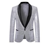 Uomo Paillettes Abito Giacca Elegante Matrimonio Performance Host Lucente Suit