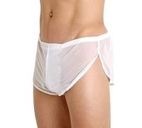 Uomo Pantaloncini A Rete con Grandi Slip Boxer Intimo con Lati Divisi Pantaloncini da Bagno Trasparenti A Rete 90012bianca M