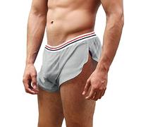 Uomo Pantaloncini A Rete con Grandi Slip Boxer Intimo con Lati Divisi Pantaloncini da Bagno Trasparenti A Rete 2-2Grigio M