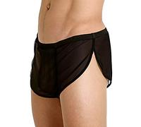 Uomo Pantaloncini A Rete con Grandi Slip Boxer Intimo con Lati Divisi Pantaloncini da Bagno Trasparenti A Rete 90012Nero XL