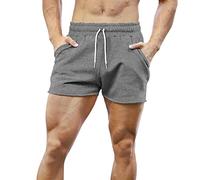 Uomo Pantaloncini da Allenamento per Bodybuilding Sportivo da Palestra da 3 Pollici con Raw Hem Design Grigio Scuro M