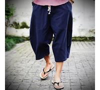 Uomo Pantaloni Capri Cotone Lino Larga Elastico Vita Cinese Estate Spiaggia