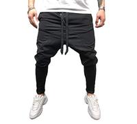 Uomo Pantaloni Harem Moda Giovane Senza Cuciture Pluderhose Hip Hop Trousers Stile Harem Essenziale Unico Pantaloni Aladin per Street Dance Sportivo (Nero,M)