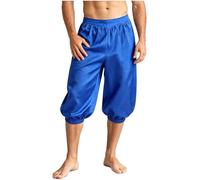 Uomo Pantaloni Serraglio Costume Arabo Halloween da Principe M Blu Reale L