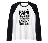 Uomo papà Pizzaiolo Pizza Uomo Frase Simpatica Maglia con Maniche Raglan
