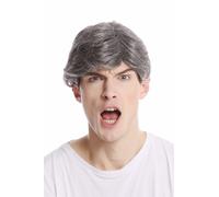 Uomo Parrucca Corto Capelli Corti Riga Moderno Grigio Scuro GFW355A-44