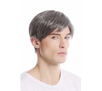 Uomo Parrucca Corto Capelli Corti Riga Moderno Grigio Scuro GFW994-44