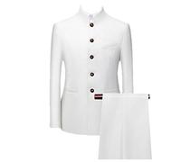 Uomo Party 2 Pezzi Set Blazer Pantaloni Plus Size, Set 2 pezzi bianco1, L