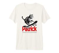 Uomo Patrick - Nome Ragazzo Simpatico con Gatto e Skateboard Maglietta Premium