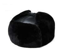 Uomo Pelle Cappello Sci Colbacco Ushanka Russo Cossack Spesso Nero Neve Cappello
