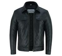 Uomo Pelle Casual Biker Giacca Camicia Morbido Moto Originale Stile Biker Fit