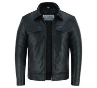Uomo Pelle Casual Biker Giacca Camicia Morbido Moto Originale Stile Biker Fit