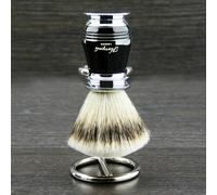 Uomo Pennello da Barba Tasso Capelli Argento Punta + Acciaio Inox Stand Supporto