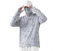 Uomo Pesca Protezione Solare Maglietta Manica Lunga con Cappuccio e Maschera Viso Protezione UV Asciugatura Rapida Traspirante Sottile per il Tempo Libero Outdoor Top Grigio Scuro (M Grigio Chiaro)