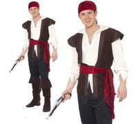 Uomo Pirata Costume Adulto Caraibi Capitano Costume Jack Alto Seas Completo