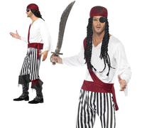 Uomo Pirata Costume Adulto Caraibico Bucaniere Uomo Vestito Jack