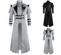 Uomo Pirata Costume Moda Nero Gotico Steampunk Assassino Giacca Cosplay Di