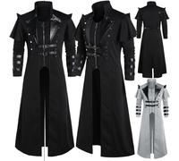 Uomo Pirata Costume Moda Nero Gotico Steampunk Assassino Giacca da Cosplay