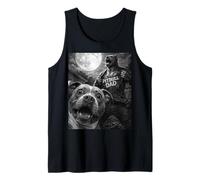 Uomo Pitbull Dad Funny Vintage Horror Graphic Moon Selfie Uomo Canotta