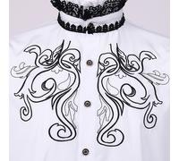 Uomo Pizzo Ricamo Camicia Maglietta Rinascimento Steampunk Gotico a Balze Rétro
