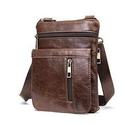 Uomo Pochette Telefono Portatile Pelle, Borsa a Tracolla per Telefono Cuoio, Piccola Borsa a Tracolla in Pelle Uomo Borsa a Spalla per Telefono Holster Portafoglio Messenger Custodia di Trasporto