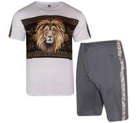 Uomo Poliestere T Shirt + Set Pantaloncini Leone Stampa Tuta Estate Comodo Fit