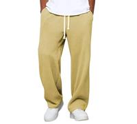 Uomo Primavera e Autunno Marchio di Moda Allentato Verticale Pantaloni Diritti Gamba Larga, Giallo-B, 3XL