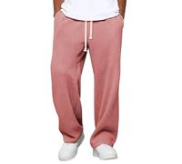 Uomo Primavera e Autunno Marchio di Moda Allentato Verticale Pantaloni Diritti Gamba Larga, Rosa-B., 4XL