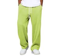 Uomo Primavera e Autunno Marchio di Moda Allentato Verticale Pantaloni Diritti Gamba Larga, Verde menta-b, 3XL