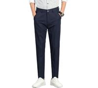 Uomo Primavera Estate Tinta unita Elastico Tapered Nine-Tenths Trendy Casual Pantaloni, 955 Blu Navy B, 50