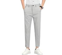 Uomo Primavera Estate Tinta unita Elastico Tapered Nine-Tenths Trendy Casual Pantaloni, 955 Grigio Chiaro A, 50