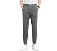 Uomo Primavera Estate Tinta unita Elastico Tapered Nine-Tenths Trendy Casual Pantaloni, 955 Grigio Scuro A, 50