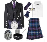 Uomo Prince Charlie 9 Pezzi Scozzese Vestito Tradizionale 7.3m Kilt Completo