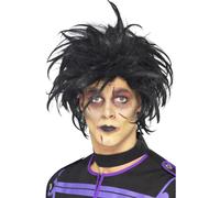 Uomo Psycho Parrucca Edward Forbice Mani Nero The Cure Costume Halloween Nuovo