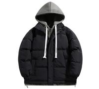 Uomo Puffer giacca Impermeabile Cappotto invernale Parka giacca con cappuccio Moda Y2k Streetwear Inverno Capispalla, Nero 1A1, XL