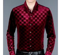 Uomo Quadri Velluto Camicetta Top Camicie Casual Formale Affari Plaid Rétro Soft