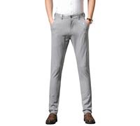 Uomo Quattro Stagioni Primavera Autunno Dritto Allentato Vita Alta Business Versatile Leggero Elastico A Righe Casual, 2152 Grigio, 46