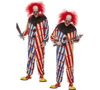 Uomo Raccapricciante Clown Costume Adulti Halloween Pagliaccio Spaventoso