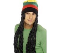 Uomo Rasta Parrucca & Berretto Rasta Giamaicano Costume Marley da Smiffys